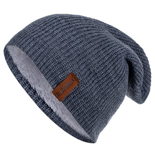 Buy dark-gray Beanie Hat Leisure Fur Lined Winter Hats For Men Women