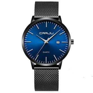 Buy bk-blue-silver-box Fashion Men's Watches Ultra Thin Quartz Watch