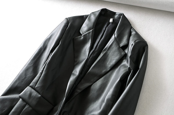 Loose PU Faux Leather Jacket Women's 2023