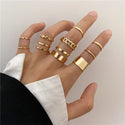 Gold Color Chain Rings Set For Women Punk Geometric 2022