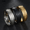 Stainless Steel Wedding Band Ring Roman Numerals Gold Black Cool Punk Rings for Men Women