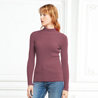 Buy red-bean-paste Women Top Pull Turtleneck Pullovers Sweaters