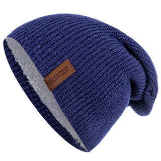 Buy navy-blue Beanie Hat Leisure Fur Lined Winter Hats For Men Women