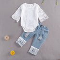 New 0-24M Baby Girls Fall Long Sleeve Lace Romper Suit