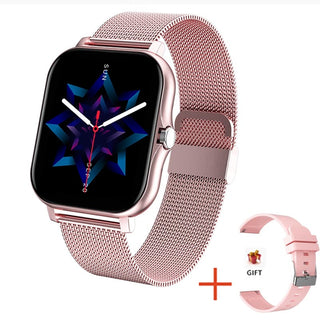 Buy mesh-belt-pink 2022 New Women Smart watch Color Screen Full touch Fitness Tracker