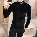 British Style Men T-Shirt New Knitted Long Sleeve Streetwear Slim Fit