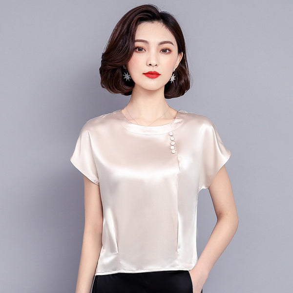 Fashion Woman Blouses 2022 Chiffon Tops Solid Silk