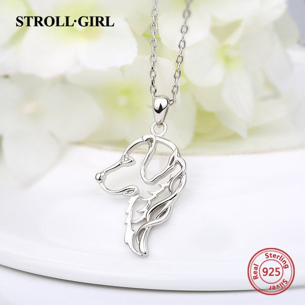 Strollgirl Sterling Silver 925 Cute Animal Dog Pet Necklaces & Pendants Women Fashion Jewelry