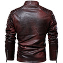 Men Winter Fleece Motorcycle PU Leather Jacket
