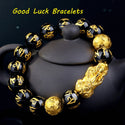 Feng Shui Obsidian Stone Beads Bracelet Men Women Unisex Wristband