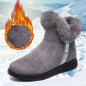 Women Winter Snow Ankle Suede Boots Zipper