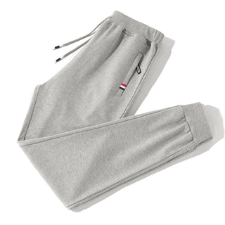 Buy pencil-light-grey Men Cotton Sweatpants 2023 Solid Color Elasticity Trousers Drawstring