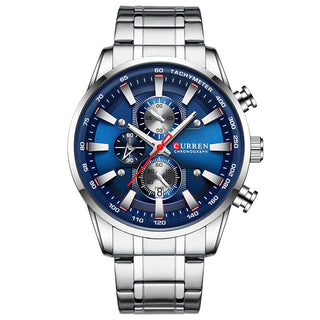 Buy silver-blue New Watches for Men Quartz Men’s Sport Waterproof