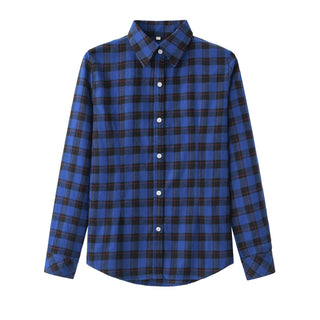 Buy b2216 2022 Spring Fashion Casual Lapel Women Plaid Checkered Flannel Shirts