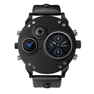 Buy blue Oulm Unique Sport Watches Men Luxury Brand Two Time Zone Wristwatch