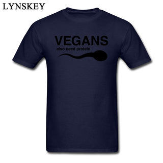 Buy navy-blue T-Shirts Vegans Also Need Protein Men's Slogan Letter Print