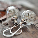 2pairs16MM Women Glass Globe Dandelion Seed Earrings
