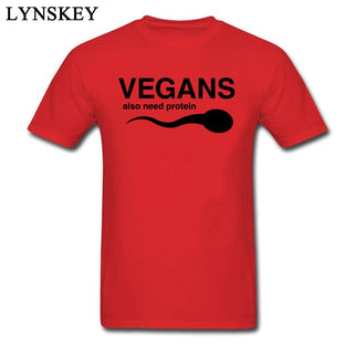 Buy red T-Shirts Vegans Also Need Protein Men's Slogan Letter Print