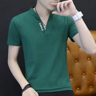 Buy green Mens T-Shirt 2023 Collar T-Shirts Short Sleeve