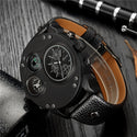 Oulm Unique Sport Watches Men Luxury Brand Two Time Zone Wristwatch