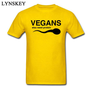 Buy yellow T-Shirts Vegans Also Need Protein Men's Slogan Letter Print