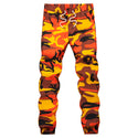 Orange Camouflage Jogger Pants Men Hip Hop Woven Casual Pants