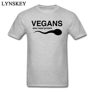 Buy gray T-Shirts Vegans Also Need Protein Men's Slogan Letter Print