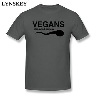 Buy dark-grey T-Shirts Vegans Also Need Protein Men's Slogan Letter Print