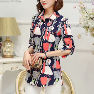 Buy 05 New Fashion Print Blouses Women Long Style Shirts 2021 Cotton Ladies Tops Long Sleeve