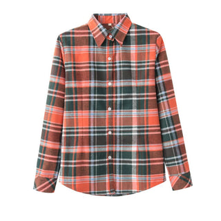 Buy b2209 2022 Spring Fashion Casual Lapel Women Plaid Checkered Flannel Shirts