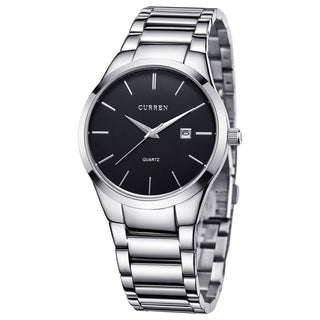 Buy silver-black Business Men Watches Display Date Quartz-watch
