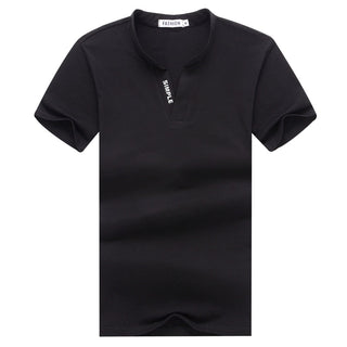 Buy black Mens T-Shirt 2023 Collar T-Shirts Short Sleeve
