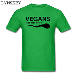 Buy green T-Shirts Vegans Also Need Protein Men's Slogan Letter Print