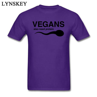 Buy purple T-Shirts Vegans Also Need Protein Men's Slogan Letter Print