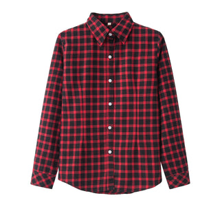 Buy b2218 2022 Spring Fashion Casual Lapel Women Plaid Checkered Flannel Shirts