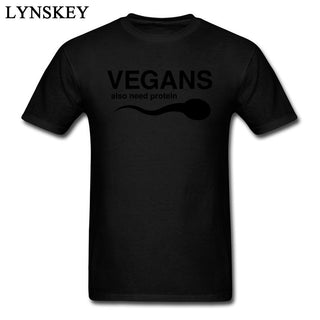 Buy black T-Shirts Vegans Also Need Protein Men's Slogan Letter Print
