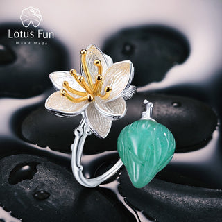 Women Lotus Flower Real 925 Sterling Silver