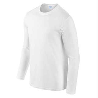 Buy white Gildan Brand Men's Long Sleeve T-shirts Spring Autumn Casual O Neck