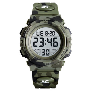Buy armygreen-camouflage Fashion Kids Watches Sport 5bar Waterproof Colorful Lights