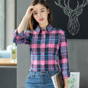 2022 Spring Fashion Casual Lapel Women Plaid Checkered Flannel Shirts