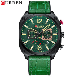 Buy green Men Brown Quartz Wristwatches for Male Luminous Chronograph Dial Leather
