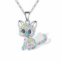 Cat Pendant Necklace for Women Girls Fashion Colorful
