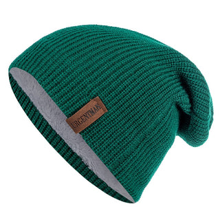 Buy dark-green Beanie Hat Leisure Fur Lined Winter Hats For Men Women