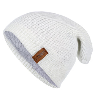 Buy white Beanie Hat Leisure Fur Lined Winter Hats For Men Women