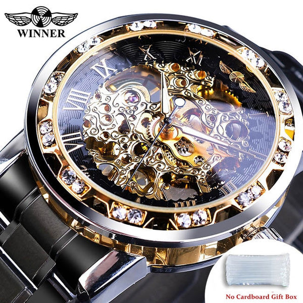 Diamond Luminous Gear Movement Royal Design Men Luxury Mechanical Wrist Watch