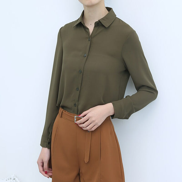 Chiffon Blouse 2021 Women Shirt Fashion Casual Plus Size Long Sleeve Shirts