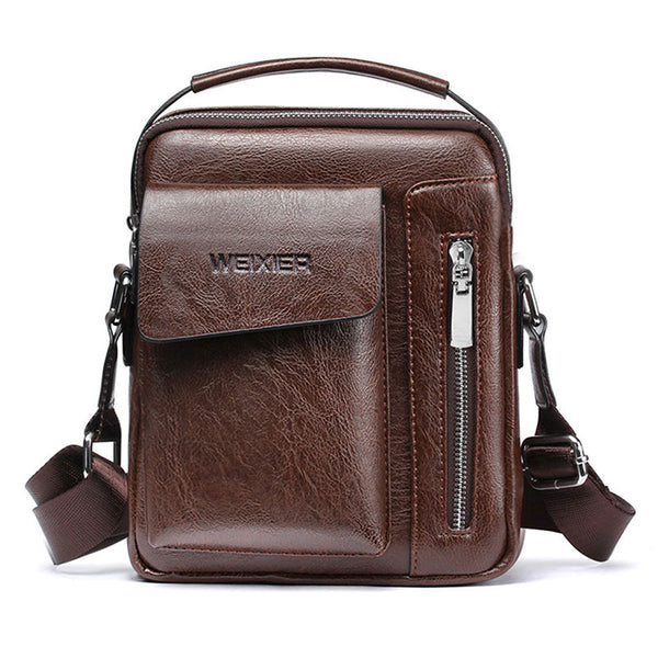Mens Shoulder Bags Crossbody  Multi-function Handbags Capacity PU Leather Tote Bag