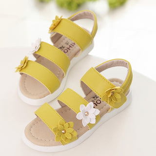 Buy yellow Girls Sandals Gladiator Flowers Comfort Soft
