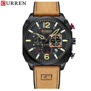Buy brown Men Brown Quartz Wristwatches for Male Luminous Chronograph Dial Leather