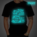 Glow in the dark Math Symbol Print T-Shirt Men's Summer Short Sleeve